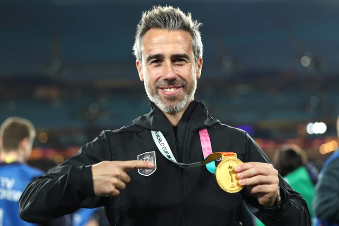 Manager Jorge Vilda pictured in August 2023 after leading the Spain national team to victory in the final of the FIFA Women's World Cup